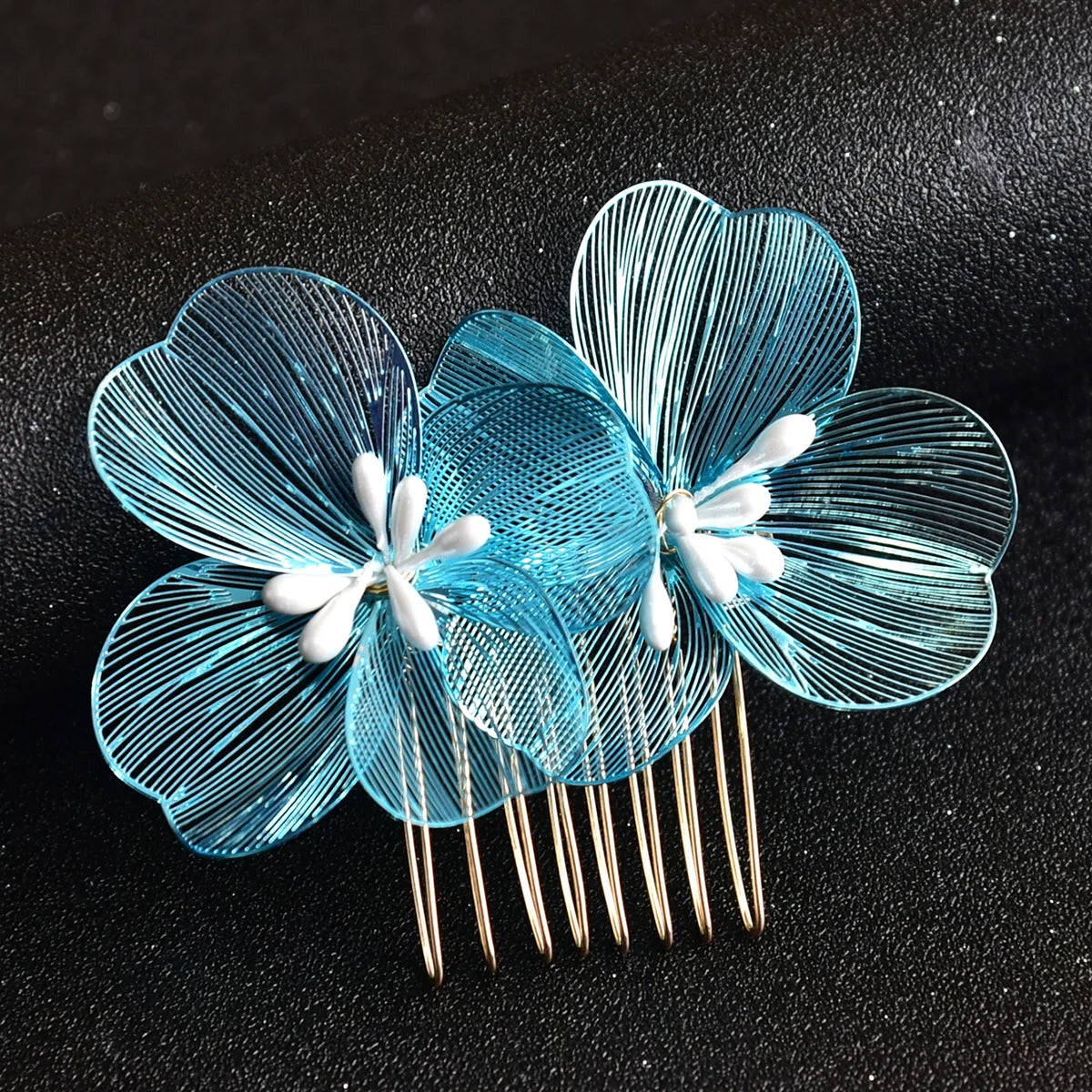 Elegant Alloy Flower Hair Combs for Bridal and Party Glamour