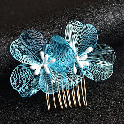 Elegant Alloy Flower Hair Combs for Bridal and Party Glamour