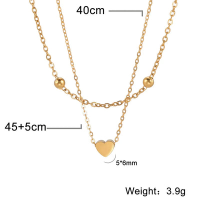 Skyrim Tiny Heart Choker Necklace Stainless Steel Double Layered Beads Chain Aesthetic Jewelry Gift for Women