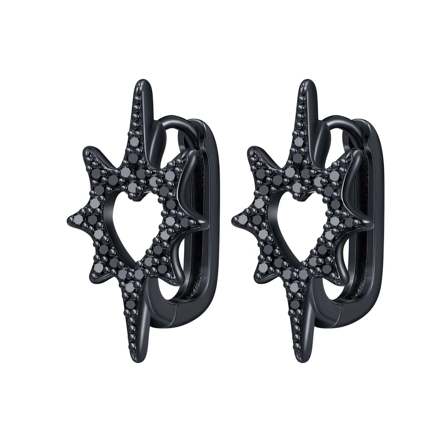 Sterling Silver Heart Zircon Hoop Earrings for Women