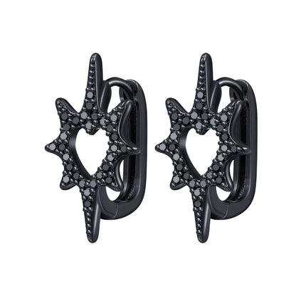 Sterling Silver Heart Zircon Hoop Earrings for Women