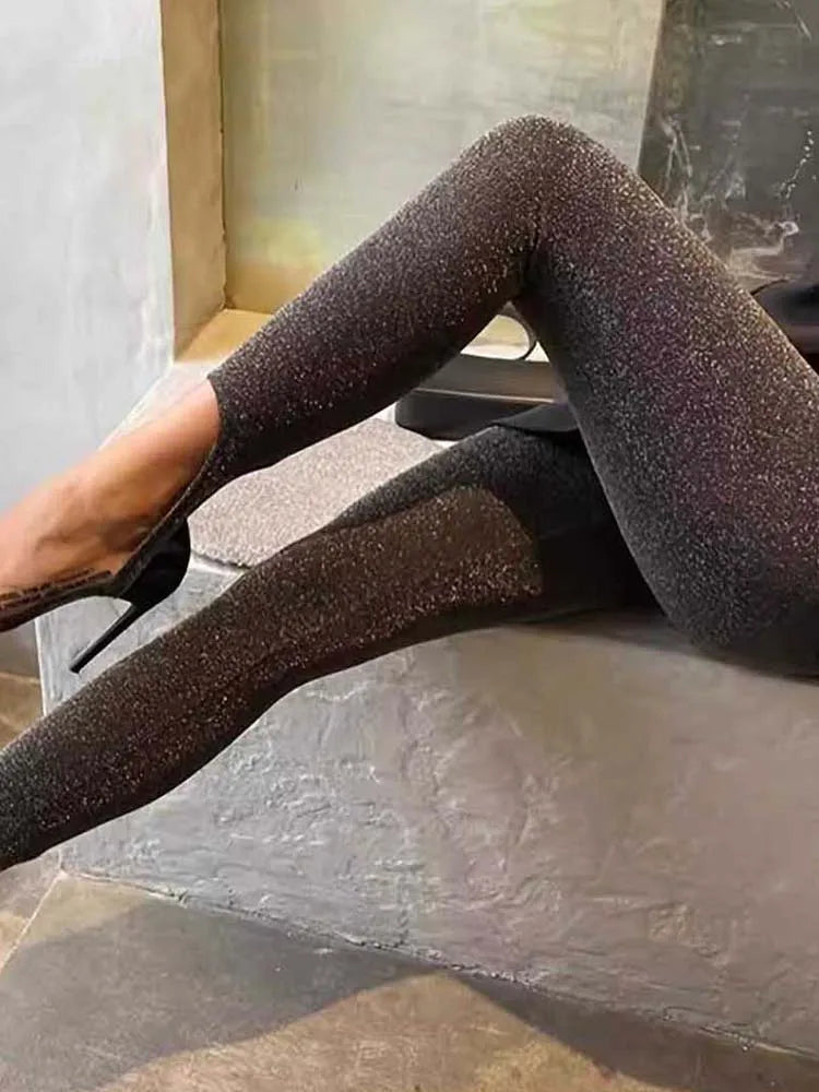 Womens High Stretch Solid Color Knit Leggings Slim Fit