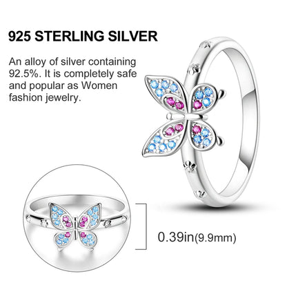Blue Zircon Evil Eye Ring for Women in 925 Sterling Silver Sparkling Palm Star Moon Wedding Jewelry Gift KSR010