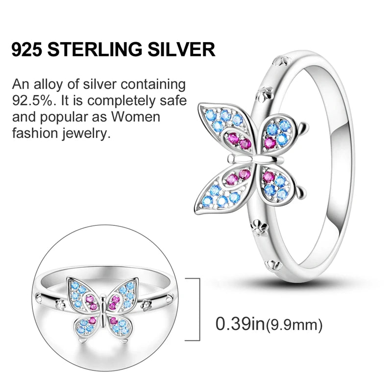Blue Zircon Evil Eye Palm Star Moon Ring in 925 Sterling Silver for Women Wedding Jewelry Gifts LKTR224