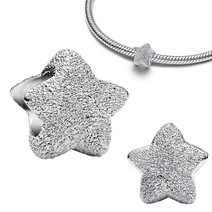 925 Sterling Silver Gold Star Moon Heart Charms Beads for DIY Jewelry Gifts