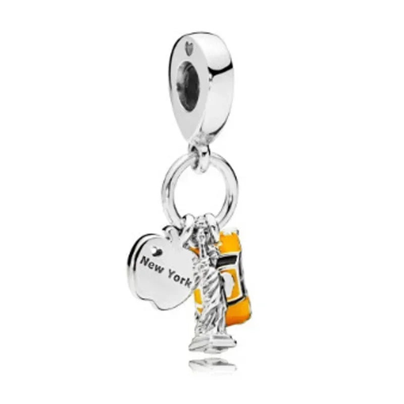 925 Sterling Silver Heart Blooming Rose Full Diamond Zircon Charms Pendant Beads for Bracelets and Necklaces