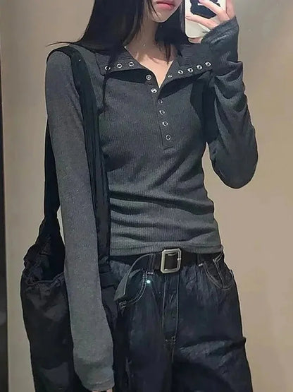 Winter Y2K Knitted Sweater Women Long Sleeve Slim Fit