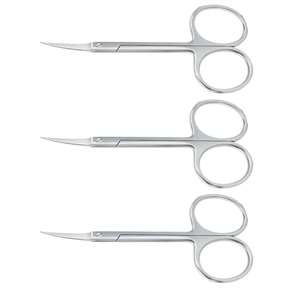 Stainless Steel Curved Tip Thin Blade Cuticle Scissors Nail Clippers Trimmer F33-3pcs