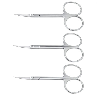 Stainless Steel Curved Tip Thin Blade Cuticle Scissors Nail Clippers Trimmer F33-3pcs