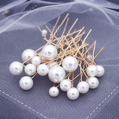 Luxury U Shaped Rhinestone Barrette Clip with Simulated Pearl Bridal Tiara Hair Accessory for Weddings and Special Occasions