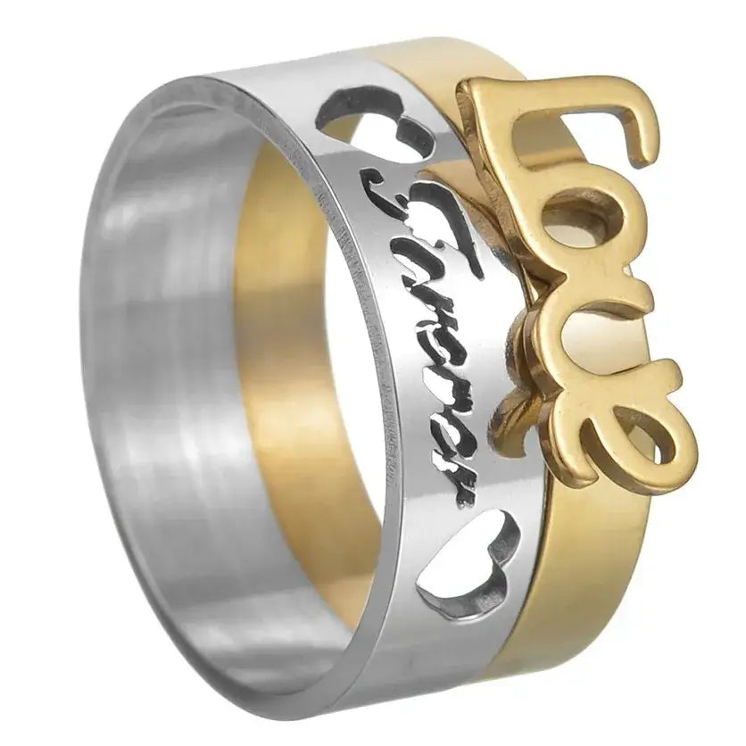 MeMolissa Luxury Clear Stone Crystal Wedding Rings Gold Plated Stainless Steel Jewelry 101R3