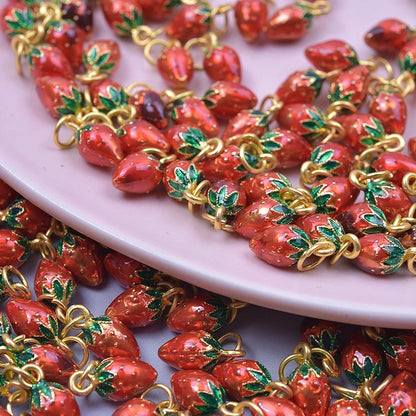 3D Enamel Fruit Charms Set for DIY Jewelry Making Strawberry Grape Pendants 5pcs