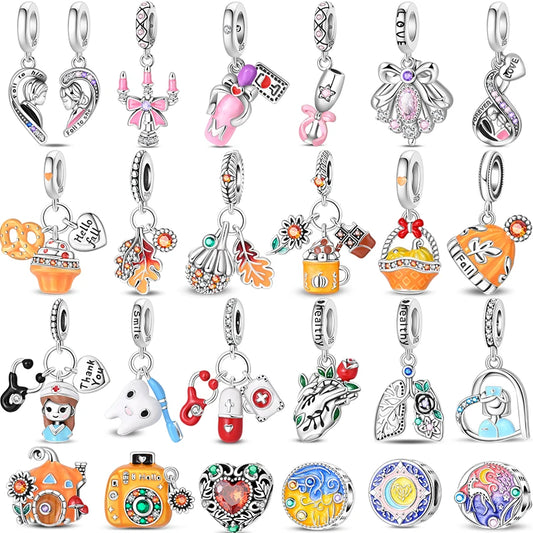 925 Sterling Silver Luminous Lantern Angel Cat Charm
