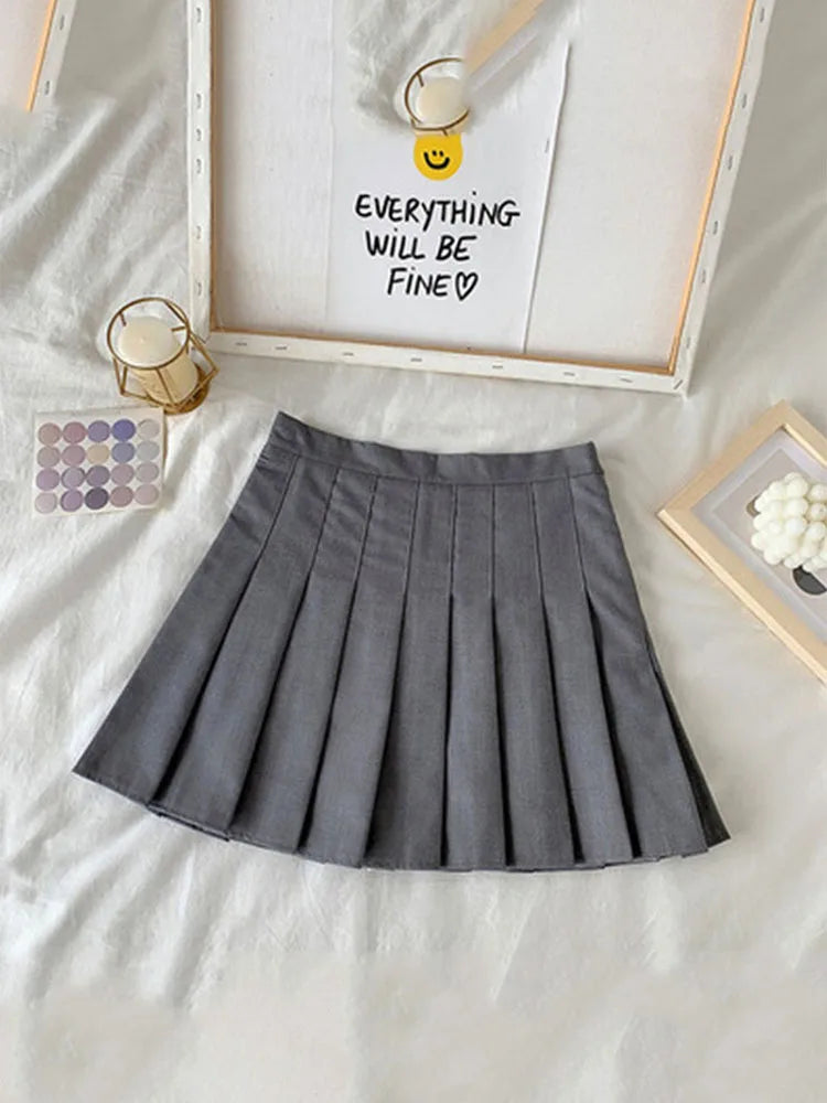Gothic High Waist A Line Pleated Skirt For Women Black