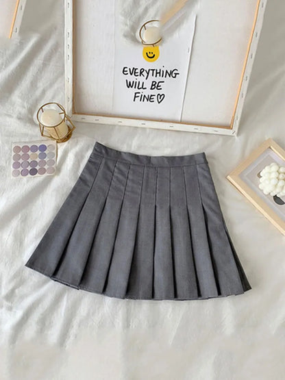 Gothic High Waist A Line Pleated Skirt For Women Black