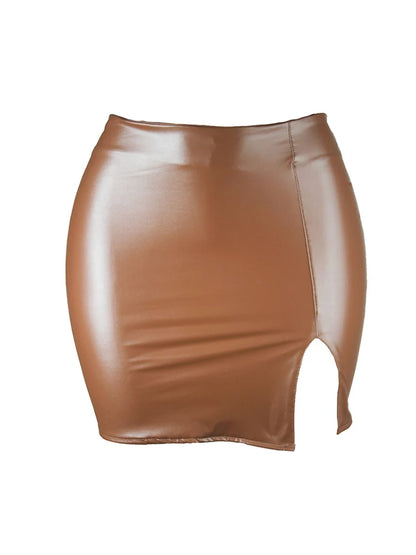2025 Women PU Leather Night Club Mini Skirt Zipper
