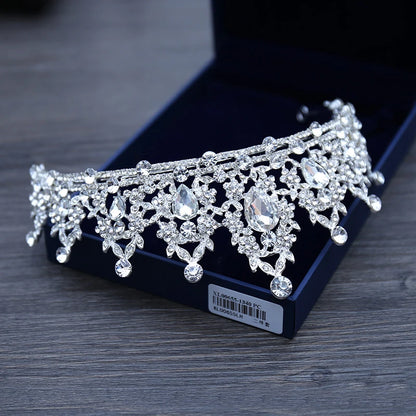 Elegant Crystal Bridal Tiara Crown for Weddings Silver Diadem Veil Headpiece Jewelry