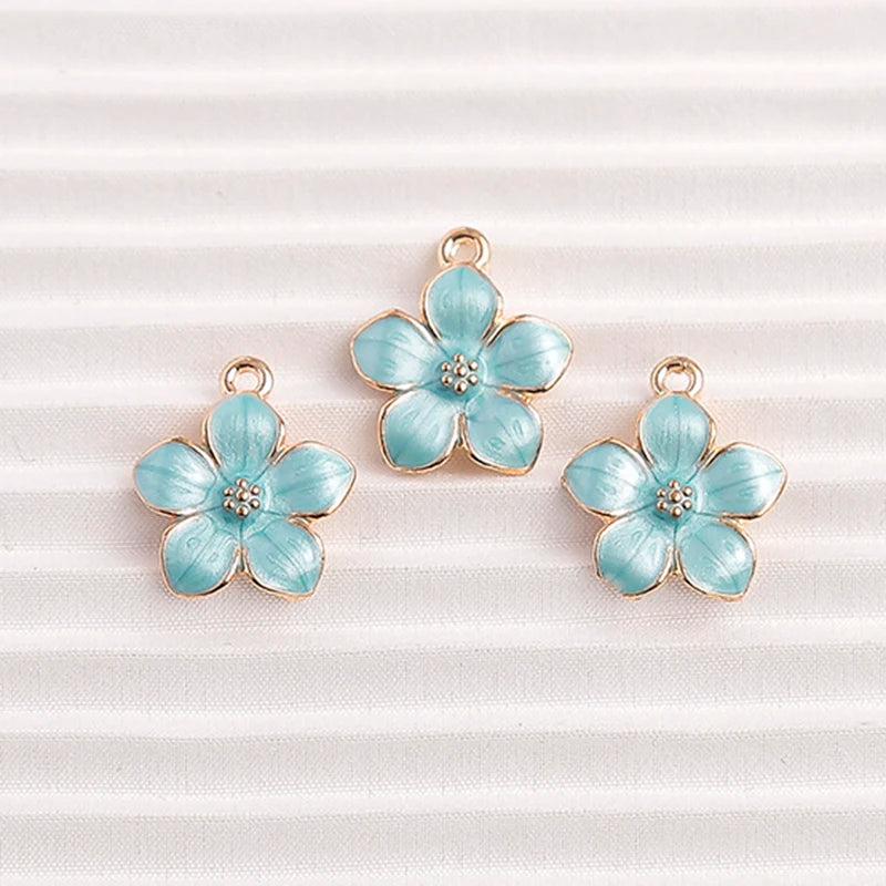 Charming Enamel Flower Pendants Set for DIY Jewelry Making 10pcs