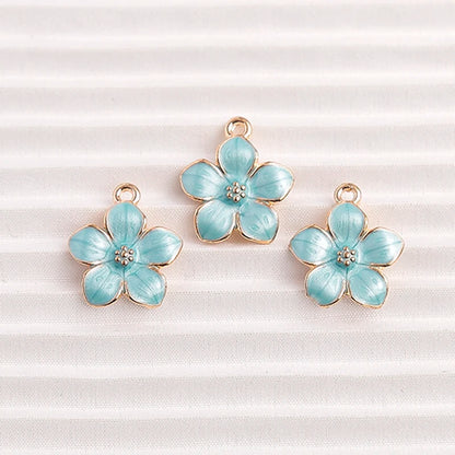Charming Enamel Flower Pendants Set for DIY Jewelry Making 10pcs