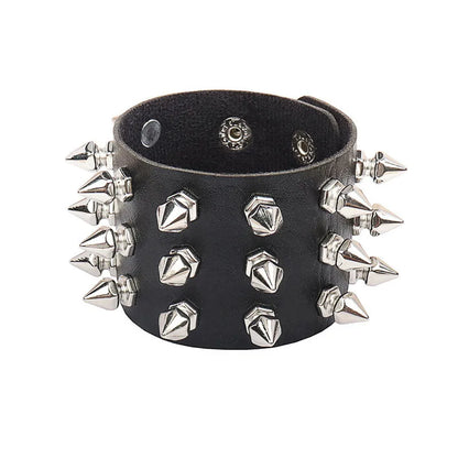 Gothic Punk Cat Heart Leather Bracelet For Women And Men