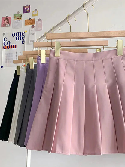 Gothic High Waist A Line Pleated Skirt For Women Black