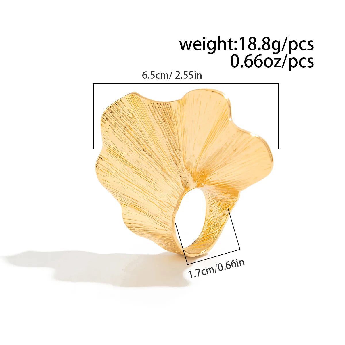 Chunky Ginkgo Leaf Wide Ring for Women in European American Style