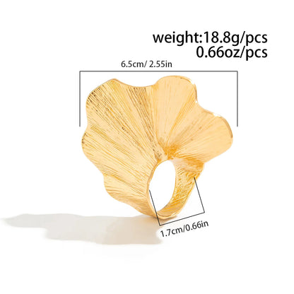 Chunky Ginkgo Leaf Wide Ring for Women in European American Style