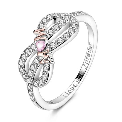 925 Silver Bow Ring with Zircon Bee Design for Women Mothers Day Gift Classic Fashion Jewelry Anniversary Birthday DIY Present for Mom
