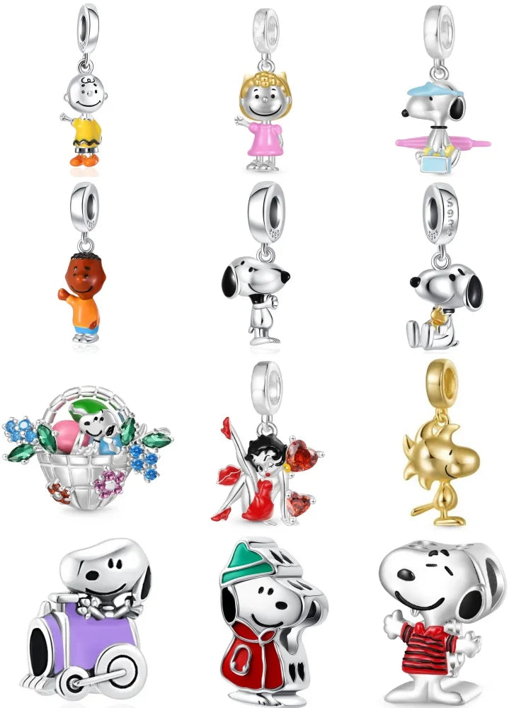 Exquisite 925 Silver Dog Car Bead Bicycle Pendant for DIY European Bracelet Accessories