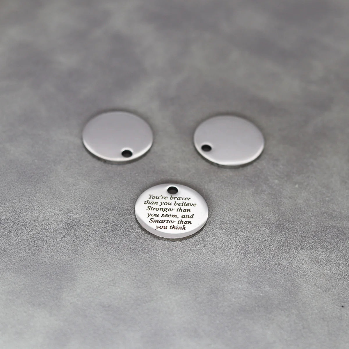3Pcs Laser Engraved Inspirational Charms You're Braver Stronger Smarter DIY Jewelry