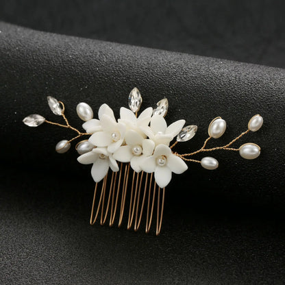 Elegant Bride U-Shaped Hair Sticks - Top-Rated Porcelain Flower Hairpins for Stunning Wedding Looks GE-7