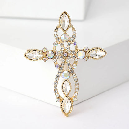 Rhinestone Cross Brooches for Women Stylish Floral Pins Perfect for Parties and Gifts