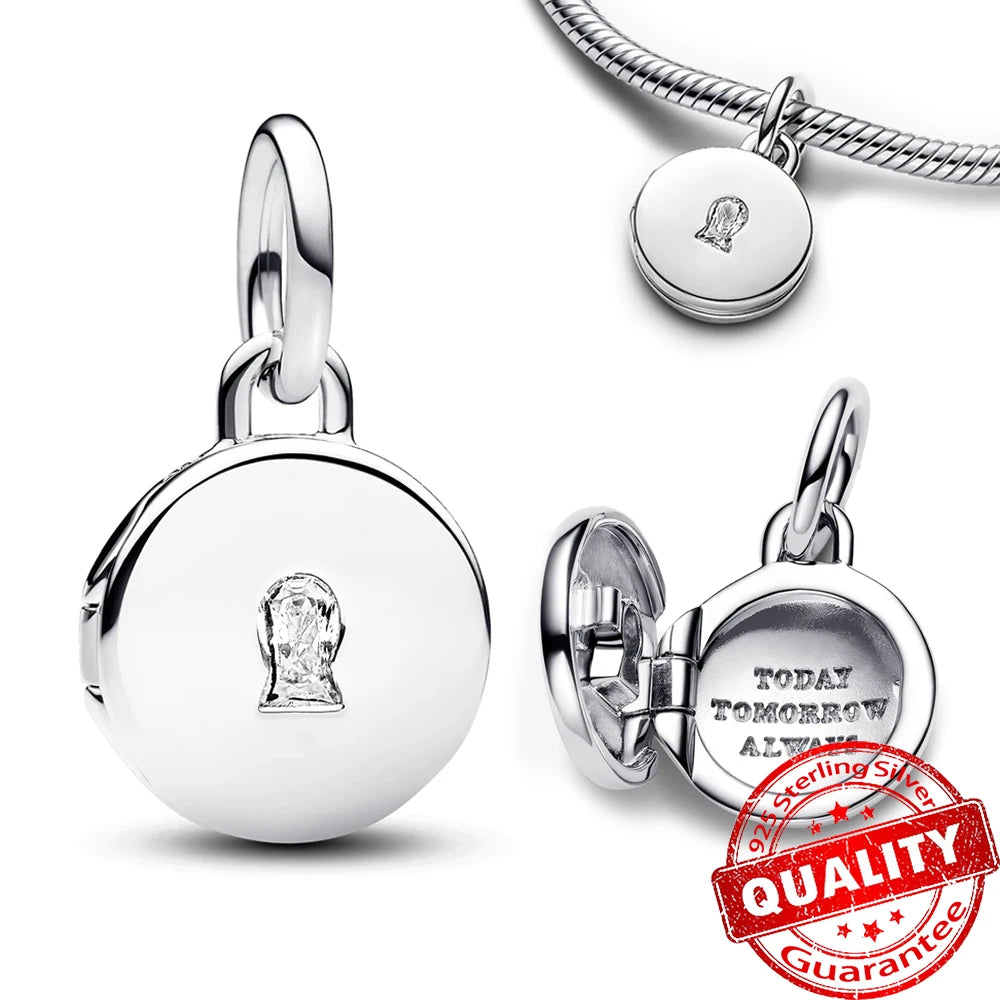 Elegant 925 Sterling Silver Pearl Heart Key Pendant for Bracelets and Necklaces FCC328-SL