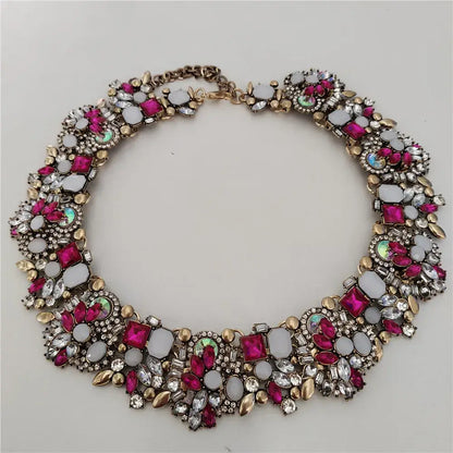 Indian Ethnic Crystal Rhinestone Necklace Earrings Set for Bridal 2024 Rose
