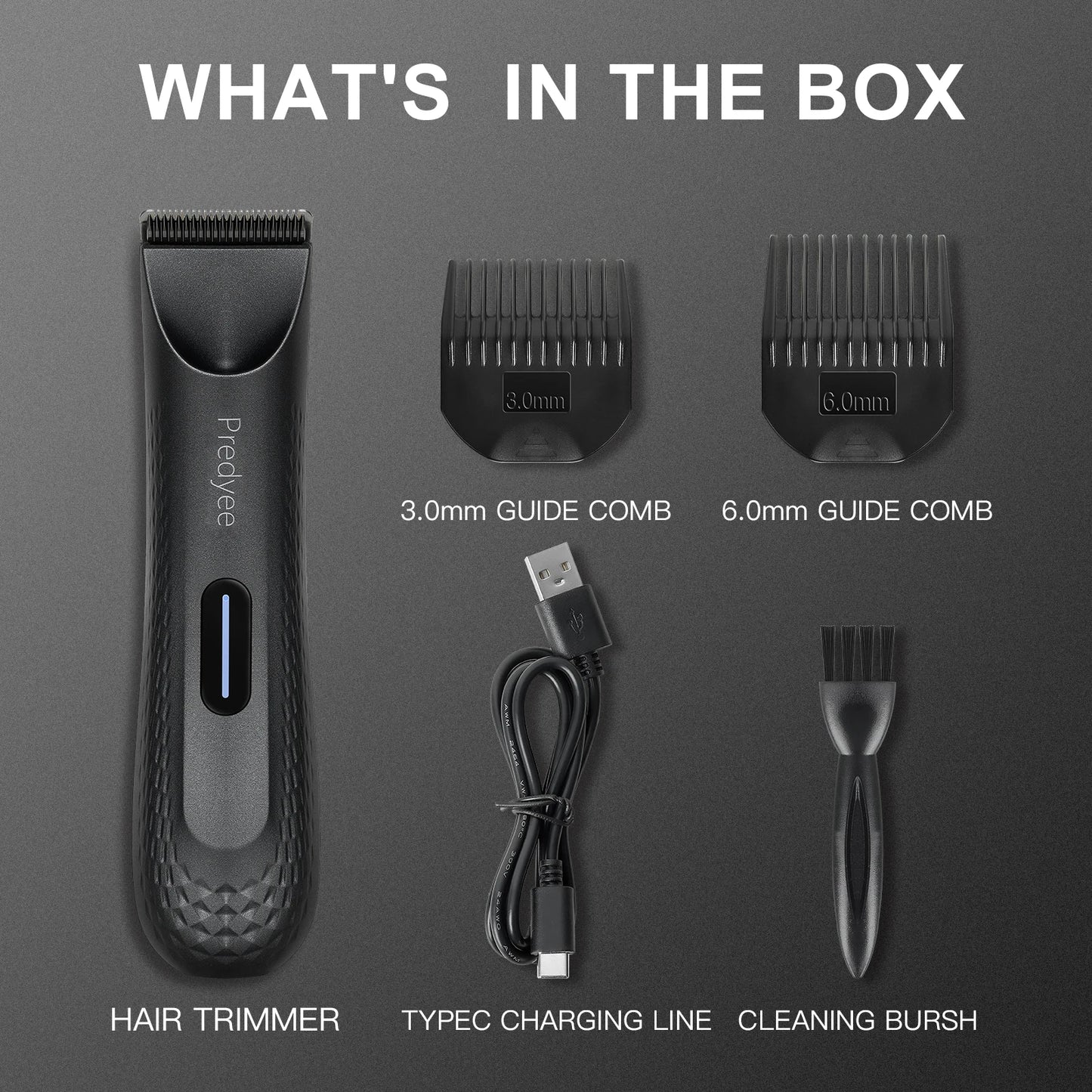 Electric Groin Hair Trimmer for Men with Replaceable Blade black