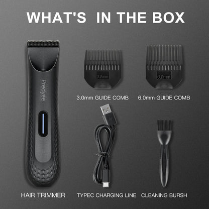 Electric Groin Hair Trimmer for Men with Replaceable Blade black