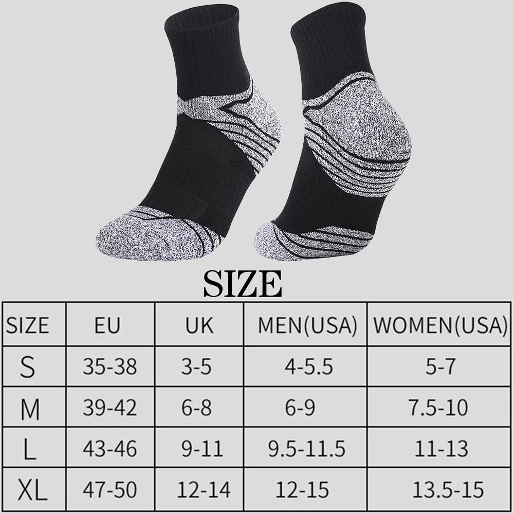 3 Pairs Unisex Thick Sole Moisture Wicking Running Socks