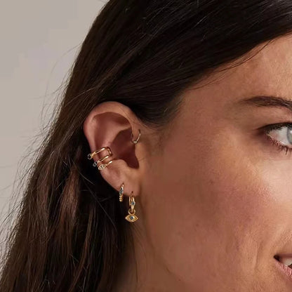 Elegant Water Lake Blue Zircon Hoop Earrings for Women Minimalist Circle Dangle Jewelry Accessories