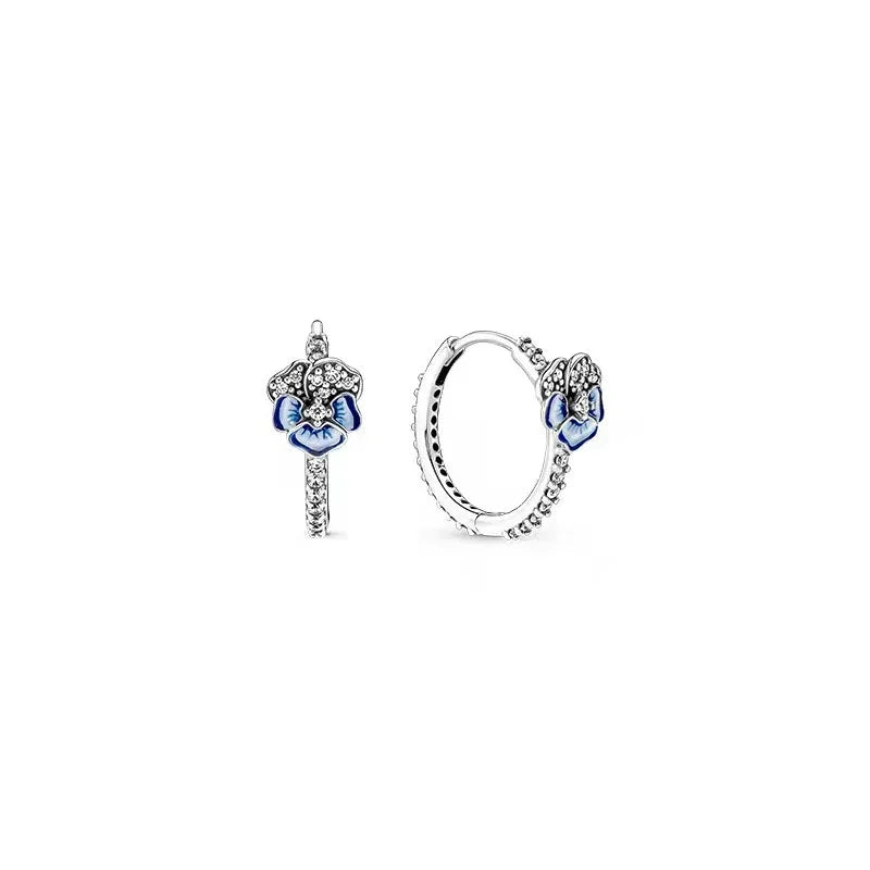 925 Sterling Silver Tulip Hoop Earrings with Dragonfly Firefly Bow Shell Conch and Turtle Designs Fine Jewelry Gifts for Women