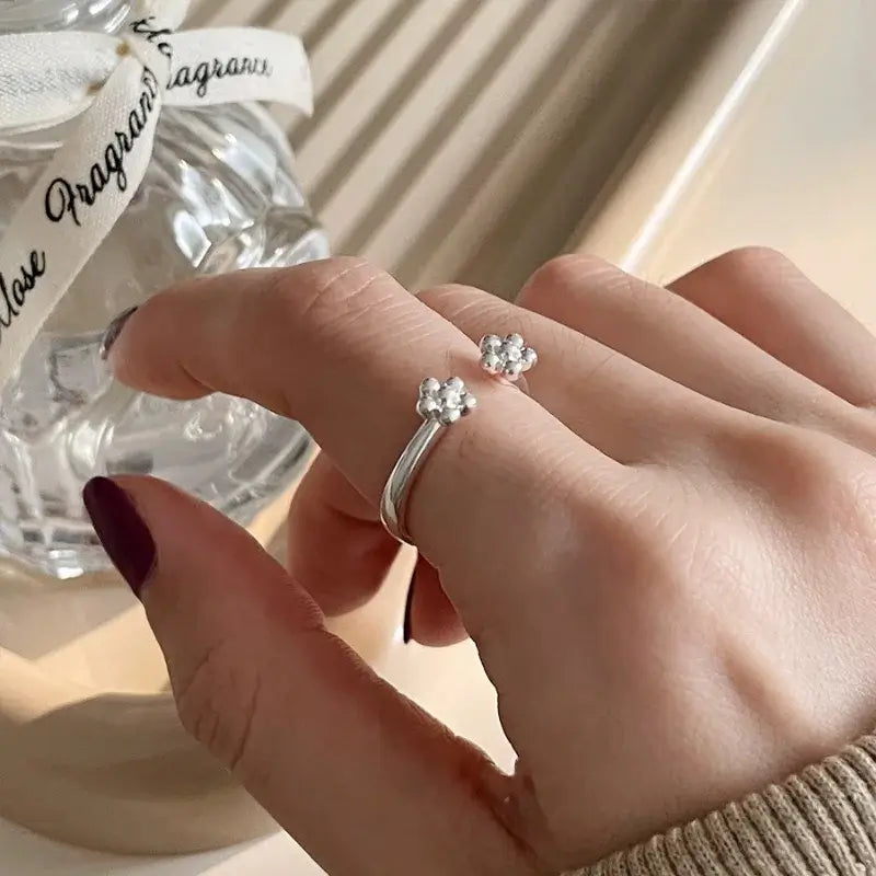 BF Club 925 Sterling Silver Rings for Women Simple Gold Star Fashion Jewelry Brown resizable