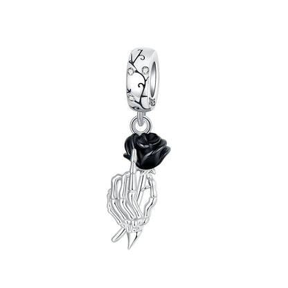 925 Sterling Silver Colorful Flower Charms with Zircon Roses Tulips and Daisies for DIY Necklace and Bracelet Jewelry Gifts
