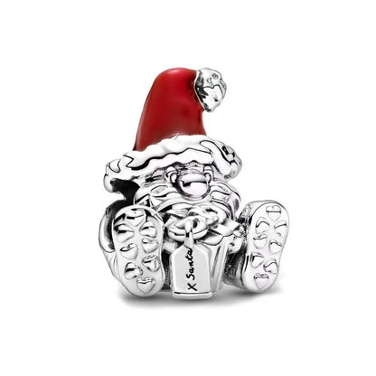 DIY Christmas Charm Bracelet with Santa Reindeer Snowman Tree Train Beads in Silver 925 YY0409