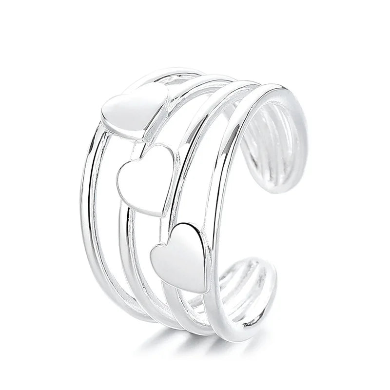 Elegant 925 Sterling Silver Heart Stackable Engagement Rings for Women