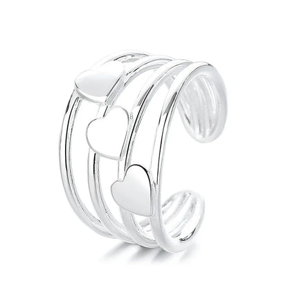Elegant 925 Sterling Silver Heart Stackable Engagement Rings for Women