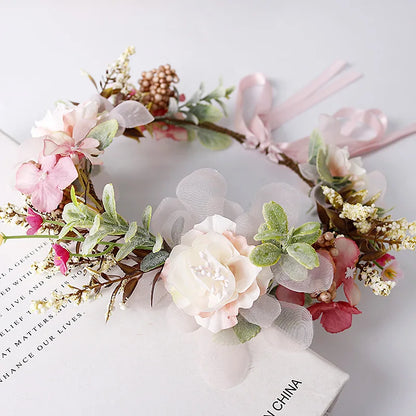 Romantic Rhinestone Floral Wreath Crown for Bridesmaids