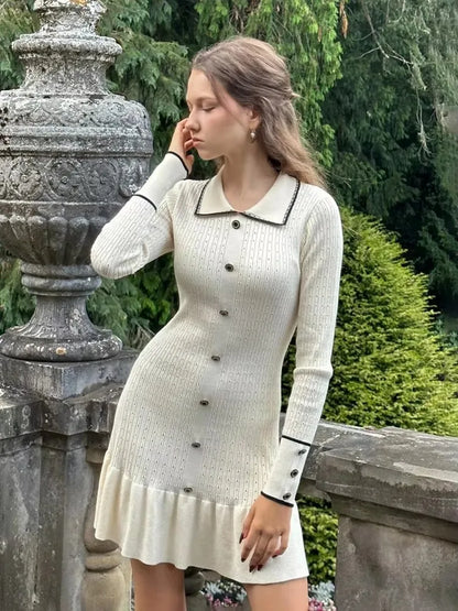 TARUXY High Waist Ruffled Maxi Dresses For Women Retro Elegant White-D L