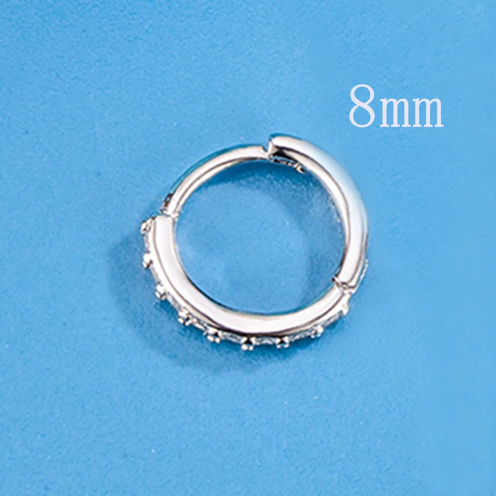 925 Sterling Silver Zircon Hoop Earrings For Women Wedding Engagement Luxury Jewelry Sizes 8 12 16 20mm