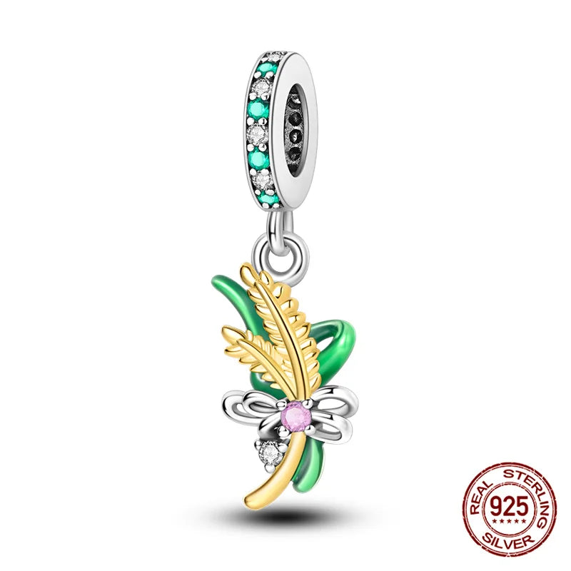 Elegant Sterling Silver Purple Flower Beads for DIY Jewelry and Charm Bracelets