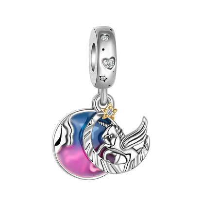 925 Sterling Silver Charms Set Moon Stars Sun Flower Heart Zircon Beads for DIY Jewelry and Gifts