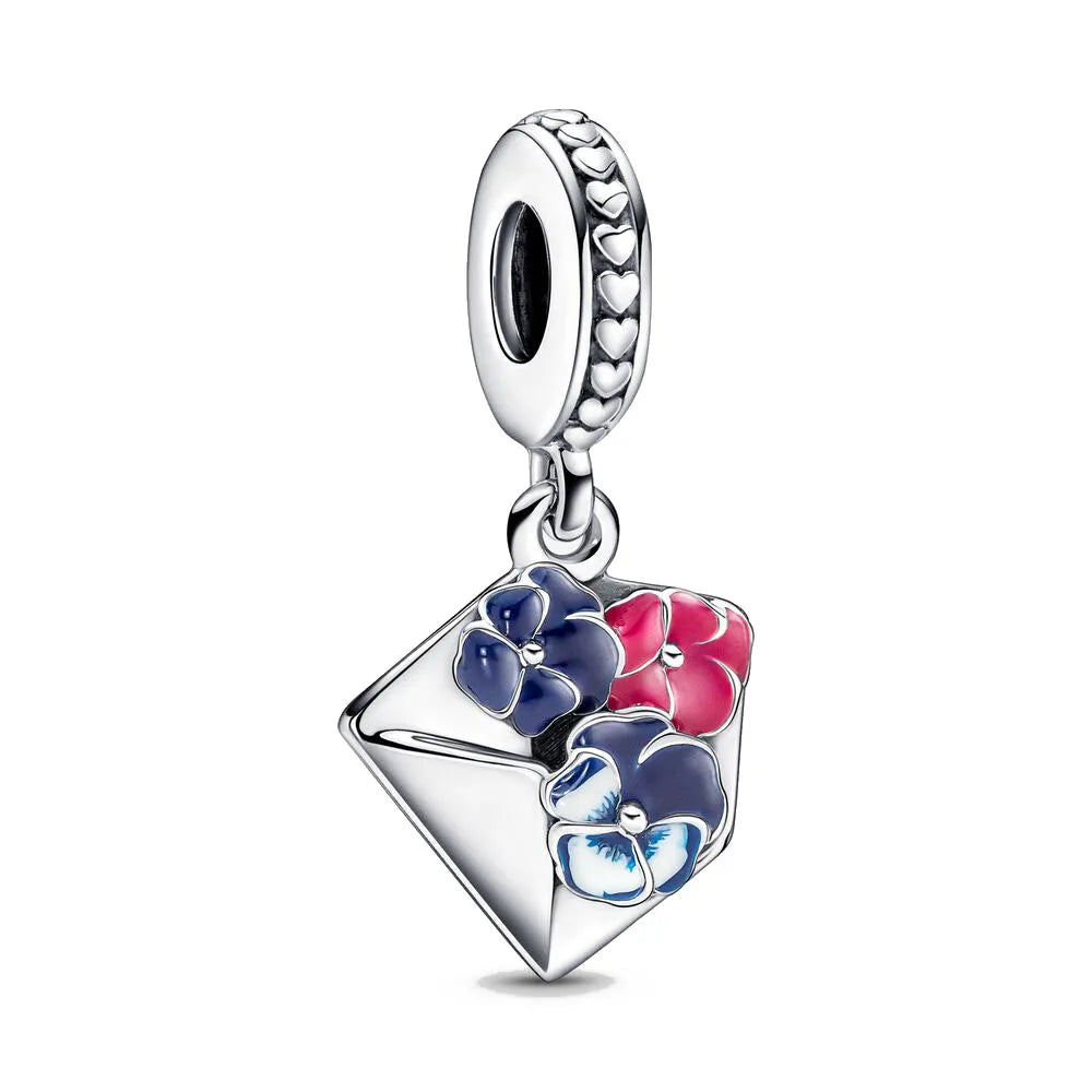 Spring 2025 925 Sterling Silver Blue Flower Butterfly Pendant DIY Charm Bead for Bracelet Necklace Jewelry for Women